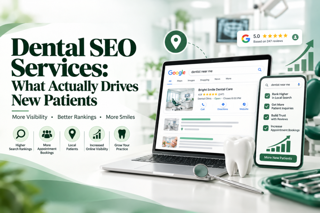 Dental SEO services to improve search rankings, increase appointment bookings, and attract new dental patients.