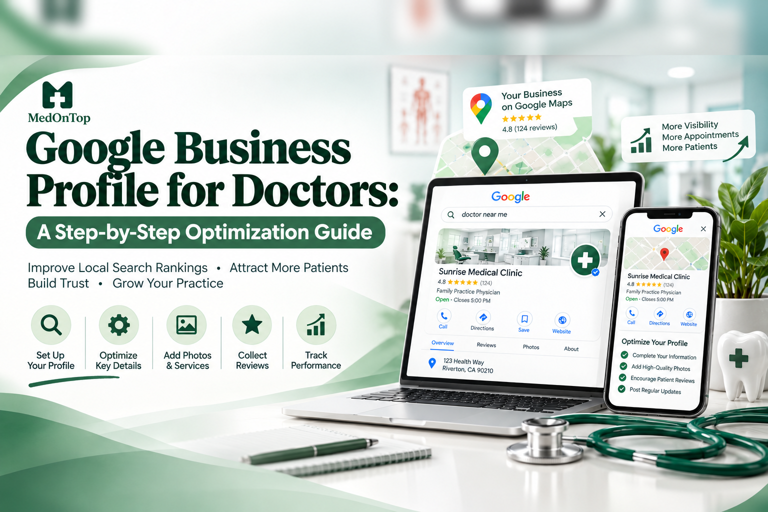 Google Business Profile optimization guide for doctors to improve local search rankings and attract more patients.