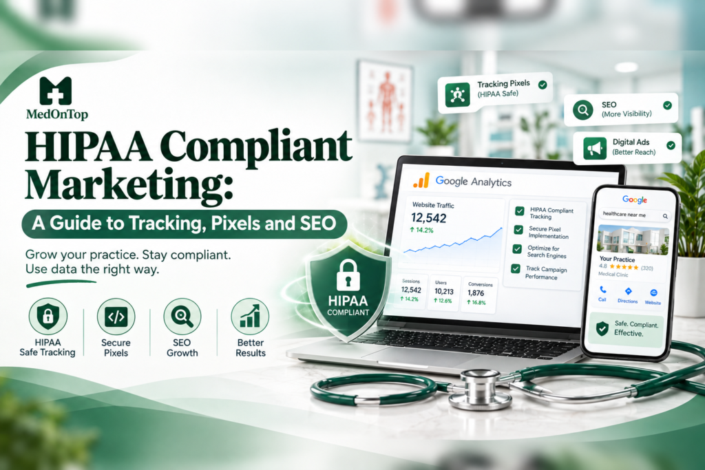 HIPAA-compliant marketing with secure tracking pixels, SEO analytics, and healthcare data privacy.